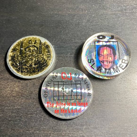 Vintage 1990's OJ Simpson in the Slammer 3 Pog Slammer Bundle - Picture 1 of 9